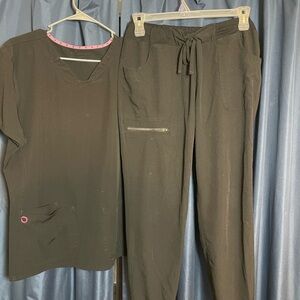 Heart Soul Black Scrub Set with Pink Accents